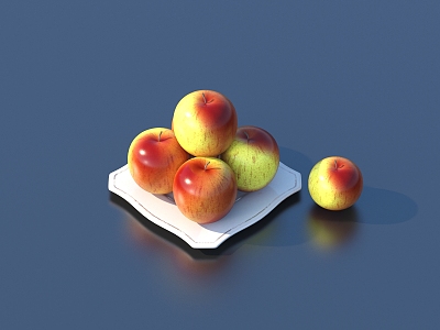 Apple Fruit Plate Food 3d model