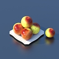 Apple Fruit Plate Food 3d model