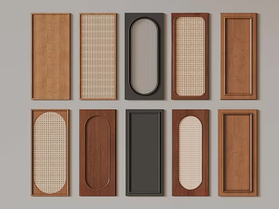 Various Kitchen Cabinet Door Designs With Wooden Finishes And Panel Styles 3d model