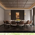 High End Modern Private Dining Room With Large Round Table And Elegant Interior Decoration