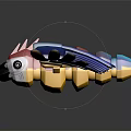 Colorful Metallic Mechanical Bird With Blue Red Green Wings In Flight