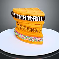 Stacked Waffle Ice Cream Dessert with Chocolate Drizzle Colorful Sprinkles on White Plate