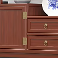 Traditional Chinese Wooden Antique Display Cabinet with Multiple Compartments and Blue White Porcelain Vases Plates