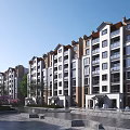 Modern Multistory Residential Building With Balconies And Surrounding Greenery Plaza Area