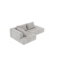 Modern L Shaped Multi Seater Sofa In Light Beige With Tufted Design 3d model