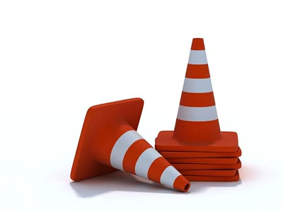 Public Facilities Road Safety Traffic Cones with Orange White Stripes Stacked and Fallen 3d model