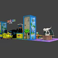 Vibrant Playground Booth Featuring Hetalin Black Equipment Blue Display Boards Green Seats And Colorful Floor