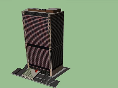 Modern High Rise Office Building With Glass Windows And Entrance Plaza Design 3d model