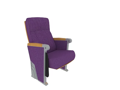 Durable Ergonomic Purple Public Chair With Wooden Armrests And Seat Design 3d model