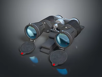 High Quality Commercial Binoculars With Black Professional Design Clear Blue Lenses And Detachable Caps 3d model