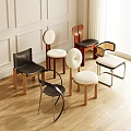 Stylish Modern Dining Chairs With Various Designs Wooden Legs And Cozy Seats On Wooden Floor