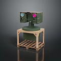 Wooden Furniture Stand with Pallet Style Base and Green Device On Top