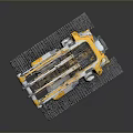 Tracked Functional Construction Vehicle With Yellow White Body And Mechanical Arm