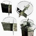 Modern Glass Top Side Table With Metal Base And Geometric Design Structure 3d model