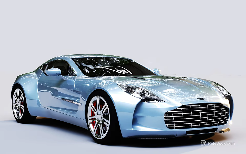 Light Blue Sports Car With Sleek Body And Red Accent Wheels 3d model 