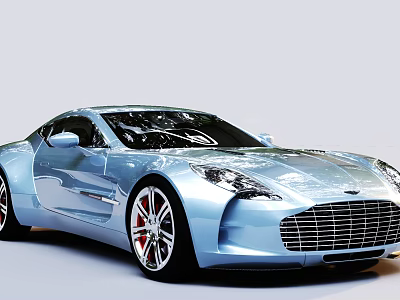Light Blue Sports Car With Sleek Body And Red Accent Wheels 3d model