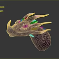 Purple Dragon Head Game Movie Character With Scales Spikes And Glowing Eyes
