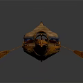 Traditional Wooden Boat With Canvas Awning And Wooden Paddle Hull Structure