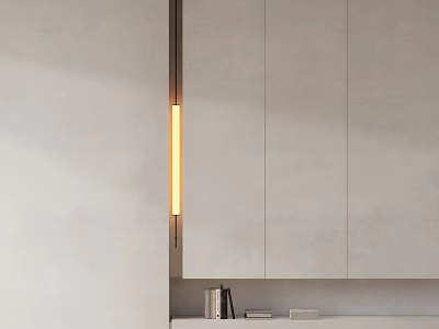 Modern Slim Wall Lamp Design With Warm LED Light And Minimalist Cabinet 3d model