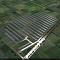 Aerial Planning of Organized Greenhouse Complex Within Agricultural Farmland Layout With Road And Vegetation