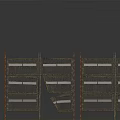 Multi Layered Metal Grid Shelves With Curved Section And Straight Structure