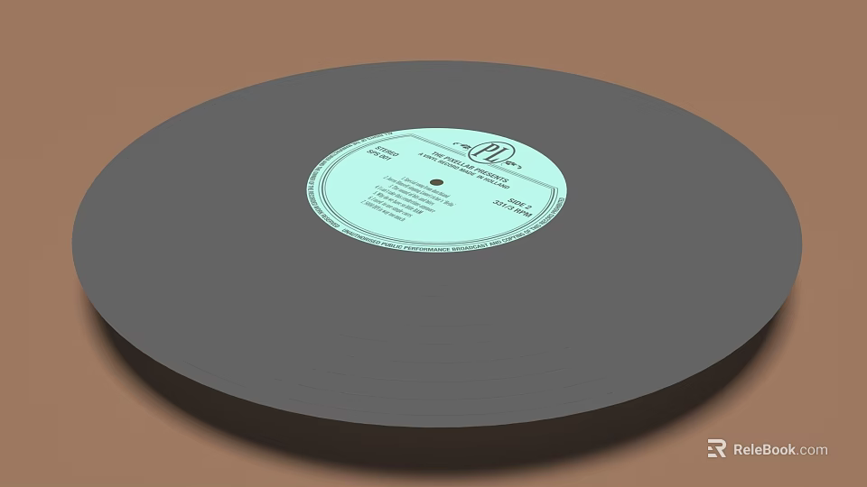 Vintage Vinyl Record with Green Label for Musical Instruments and Art Supplies Collection 3d model 