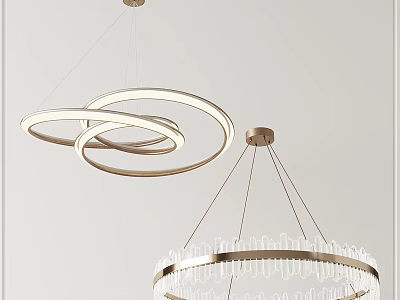 Modern Contemporary Chandelier Designs With Circular Rings And Transparent Glass Details 3d model