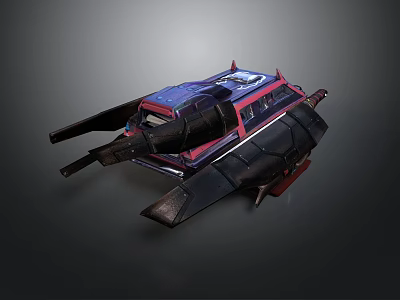 Futuristic Purple And Red Tank Design With Advanced Side Armor And Turret Structure 3d model