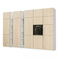 Modern Light Wood Kitchen Cabinets With Open Shelves And Built-in Appliances