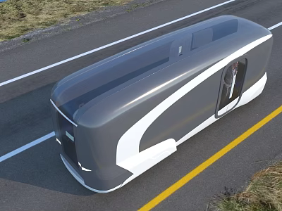 Futuristic Bus With Sleek Aerodynamic Design Moving On Highway Road 3d model