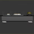 Modern Gas Stove With Four Burners Yellow Knobs And Black Panel Surface 3d model