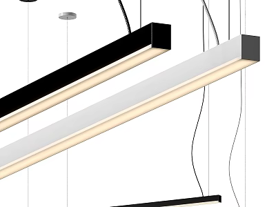 Modern Linear Pendant Lights with Black and White Sleek Design for Contemporary Ambient Lighting 3d model