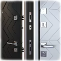 Modern Swing Doors Featuring Black And Light Gray Geometric Patterns Design