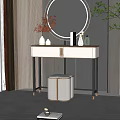 New Chinese Dressing Table Makeup Stool Combination 3d model