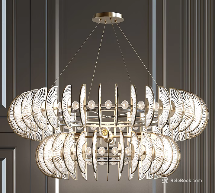 Modern Crystal Chandelier With Elegant Leaf Shaped Design And Shiny Crystal Elements 3d model 