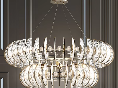 Modern Crystal Chandelier With Elegant Leaf Shaped Design And Shiny Crystal Elements 3d model
