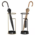 Modern Metal Umbrella Stand With Black And Beige Umbrellas For Home Use