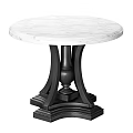 Round White Marble Top Dining Table With Classic Black Carved Legs 3d model