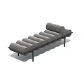Two Modern Sofa Benches With Cylindrical Cushions And Black Metal Frames 3d model