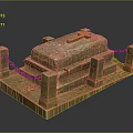 Historic Stone Tomb Scenery With Cross Pillars Chain And Moss Covered Base