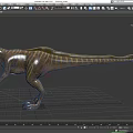Reptile Dinosaur With Striped Skin And Dorsal Structure In Standing Posture