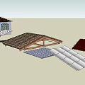 Wooden Roof Frame Structure With Various Tile Designs And Architectural Components 3d model