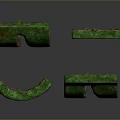 Green Textured Wooden Stone Decor Pieces With Unique Shapes And Rustic Brown Details