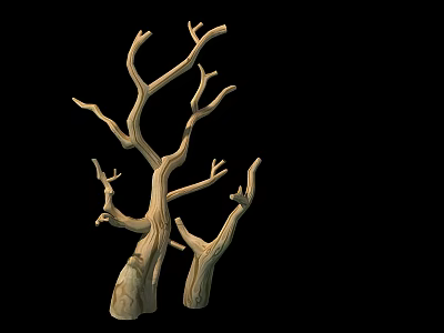 Twisted Rustic Natural Dry Wooden Branches Decorative Element With Black Background 3d model