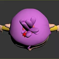 Cute 3D Cartoon Character With Pink Hair Red Bun Yellow Onesie And Red Buttons