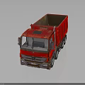 Red Mercedes Dump Truck With Large Cargo Bed And Multiple Wheels On Shiny Surface