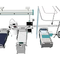 Modern Medical Equipment Collection Featuring Hospital Beds Wheelchairs And Monitoring Devices