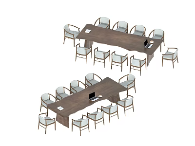Solid Wood Tea Table And Comfortable Chairs Set For Modern Living Room 3d model