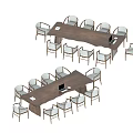 Solid Wood Tea Table And Comfortable Chairs Set For Modern Living Room 3d model