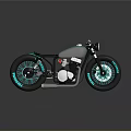 Custom Designed Motorcycle With Teal Wheels Black Frame And Chrome Accents 3d model